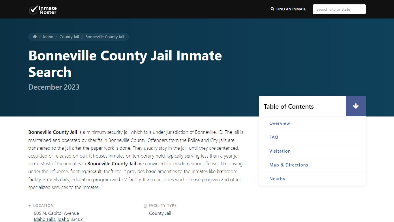 Inmate Search | Bonneville County Jail - Idaho Falls, ID